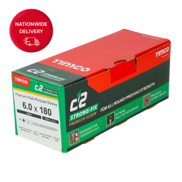 C2 Strong-Fix Screws - PZ - Double Countersunk - Twin-Cut - Yellow 6.0 x 180 (Box of 100)