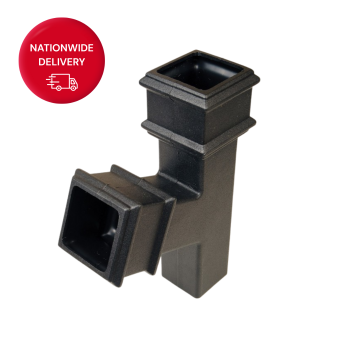 Brett Martin 65mm Square Cast Iron Style PVCu Downpipe Branch 112.5 Degrees BR518CI
