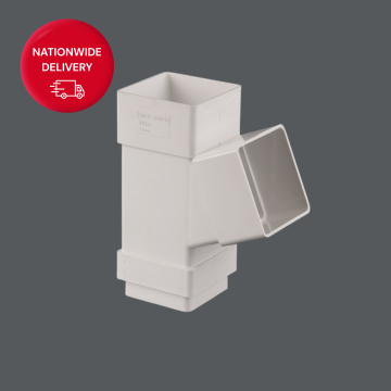 Brett Martin 65mm PVCu Square Downpipe Branch 112.5 Degrees BR518W