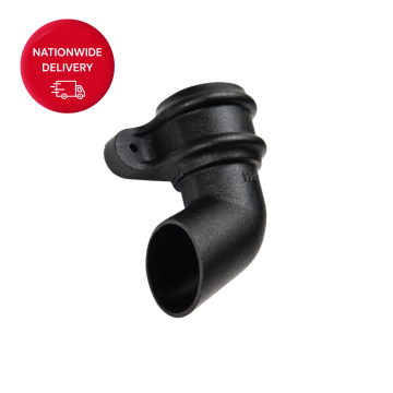 Brett Martin 68mm Round Cast Iron Style PVCu Left Hand Downpipe Shoe with Lugs BR214LCI