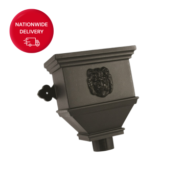 Brett Martin 105mm Round Cast Iron Style PVCu Downpipe Bath Hopper Lion BRH55LN