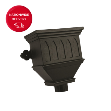 Brett Martin 105mm Round Cast Iron Style PVCu Downpipe Bath Hopper Windowed BRH55WI