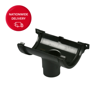 Brett Martin 112mm Half Round Cast Iron Style PVCu Running Outlet BR45WCI