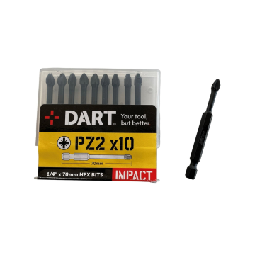 PZ2 Dart Screwdriver Impact Bit  Screwdriver Tip Insert Bits 70mm (10 Pack)