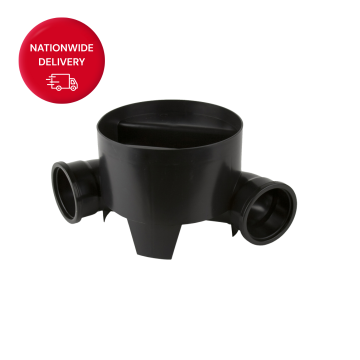 Brett Martin 280mm 90 Degrees Inspection Chamber Base with 2 Branch Outlets - Black