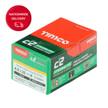 C2 Strong-Fix Screws - PZ - Double Countersunk - Twin-Cut - Yellow - 4m x 25mm (Box of 200)