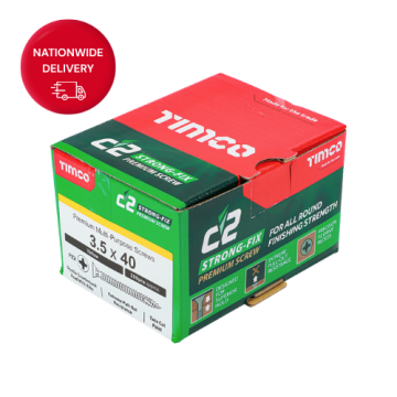 C2 Strong-Fix Screws - PZ - Double Countersunk - Twin-Cut - Yellow - 3.5mm x 40mm (Box of 200)