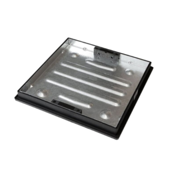 Square To Round Shallow Galvanised Manhole Cover (Frame Recessed) 450mm x 450mm x 46mm (Plastic)