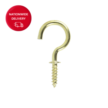 Timco Cup Hooks - Round - Electro Brass 25mm Timpac (10 Pieces) 