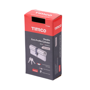 Timco Euro Profile Cylinder - Double - Satin Nickel 80 (35/45)
