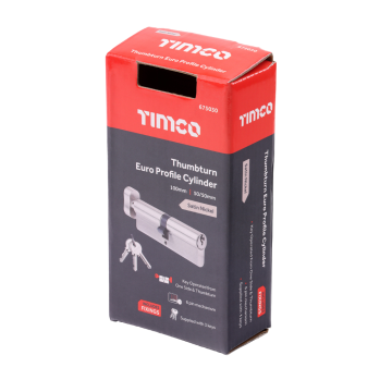 Timco Euro Profile Cylinder - Thumbturn - Satin Nickel 100 (50/50)