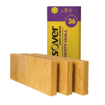 ISOVER Cavity Wall Insulation Slab CWS 36 – 150mm Thickness (Covers 3.28m²) 1200mm x 455mm