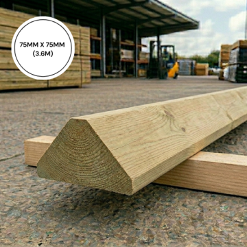 Treated Arris Rail 75mm x 75mm (3.6m)