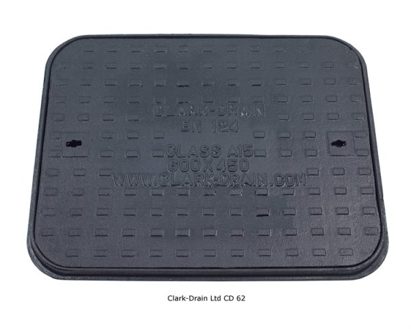 Manhole Cover and frame D/Iron 600mm x 450mm 1.5 Ton A15