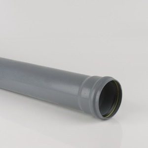 Brett Martin 110mm Push Fit PVCu Single Socket 3m Pipe Grey