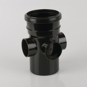 Brett Martin 110mm Push Fit PVCu Single Socket Triple Boss Pipe Black