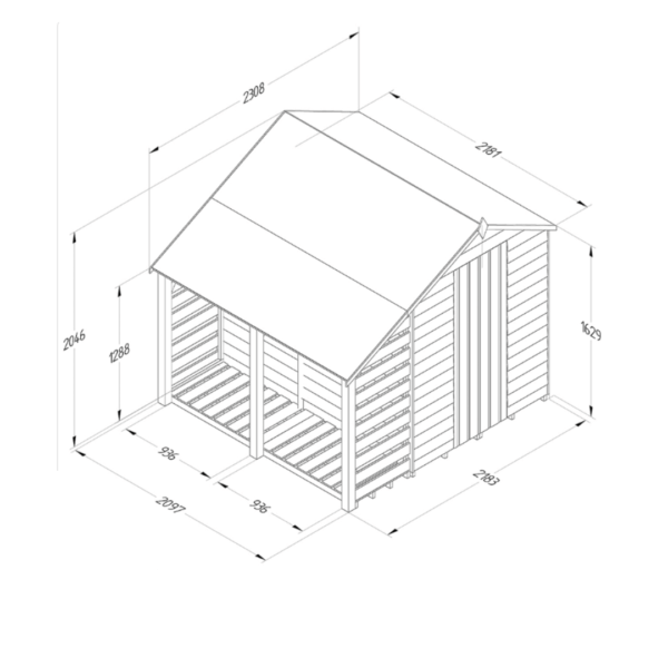 Shed Overlap Pressure Treated 5 x 7ft Apex w/ Lean To