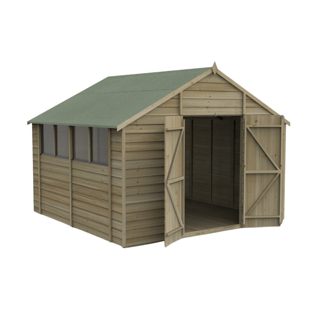 Apex Shed Overlap Pressure Treated 10ft x 10ft W/ Double Door