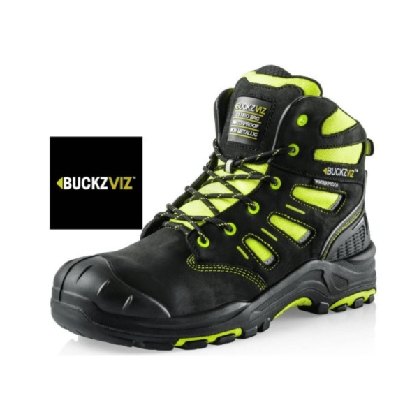 Safety Lace/Zip Boot Fluorescent Yellow/Black Size 8