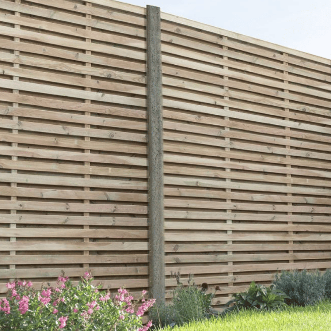Pressure Treated Contemporary Double Slatted Fence Panel 1800mm x 1800mm