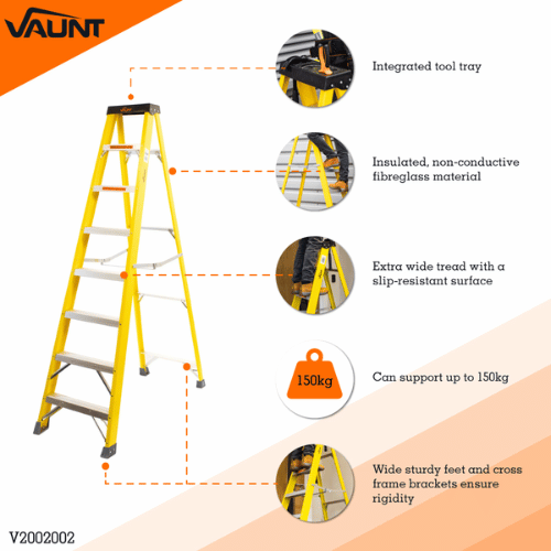 Vaunt 8 Tread Fiberglass Ladder 2.23m
